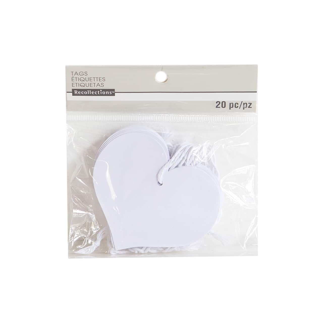 12 Packs: 20 ct. (240 total) White Heart Tags by Recollections™